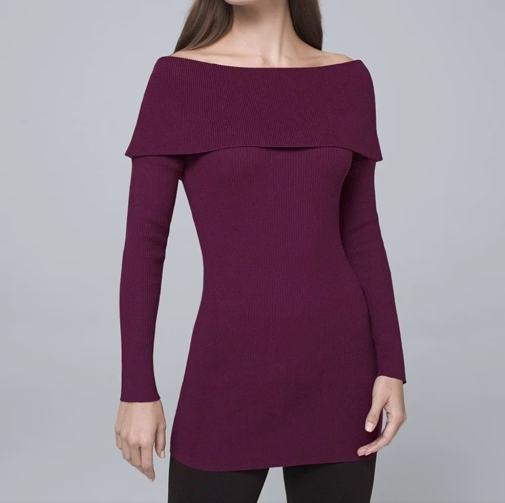 White House Black Market Plum purple bow back Sweater sz small